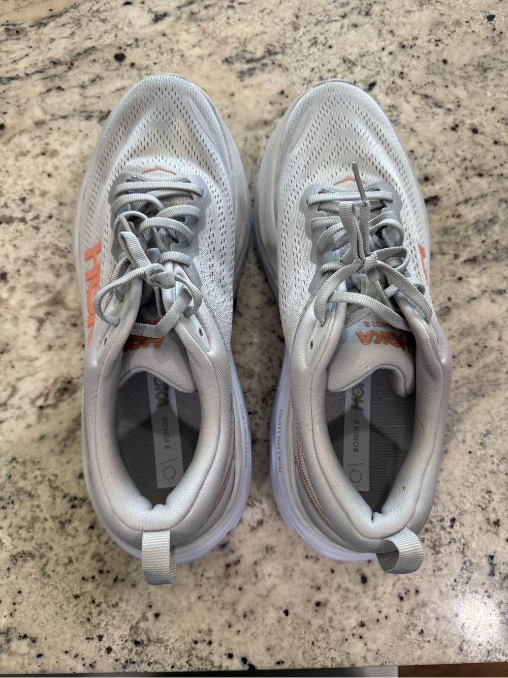 Hoka One One Light Gray and Blue Logo Women's Running Shoe